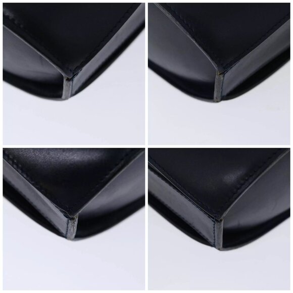 CELINE Shoulder Bag Leather Navy Authentic - Picture 15 of 16